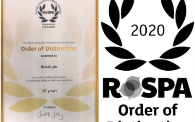 Reach plc receives RoSPA Order of Distinction (16 consecutive Golds) Award for Health and Safety Achievements